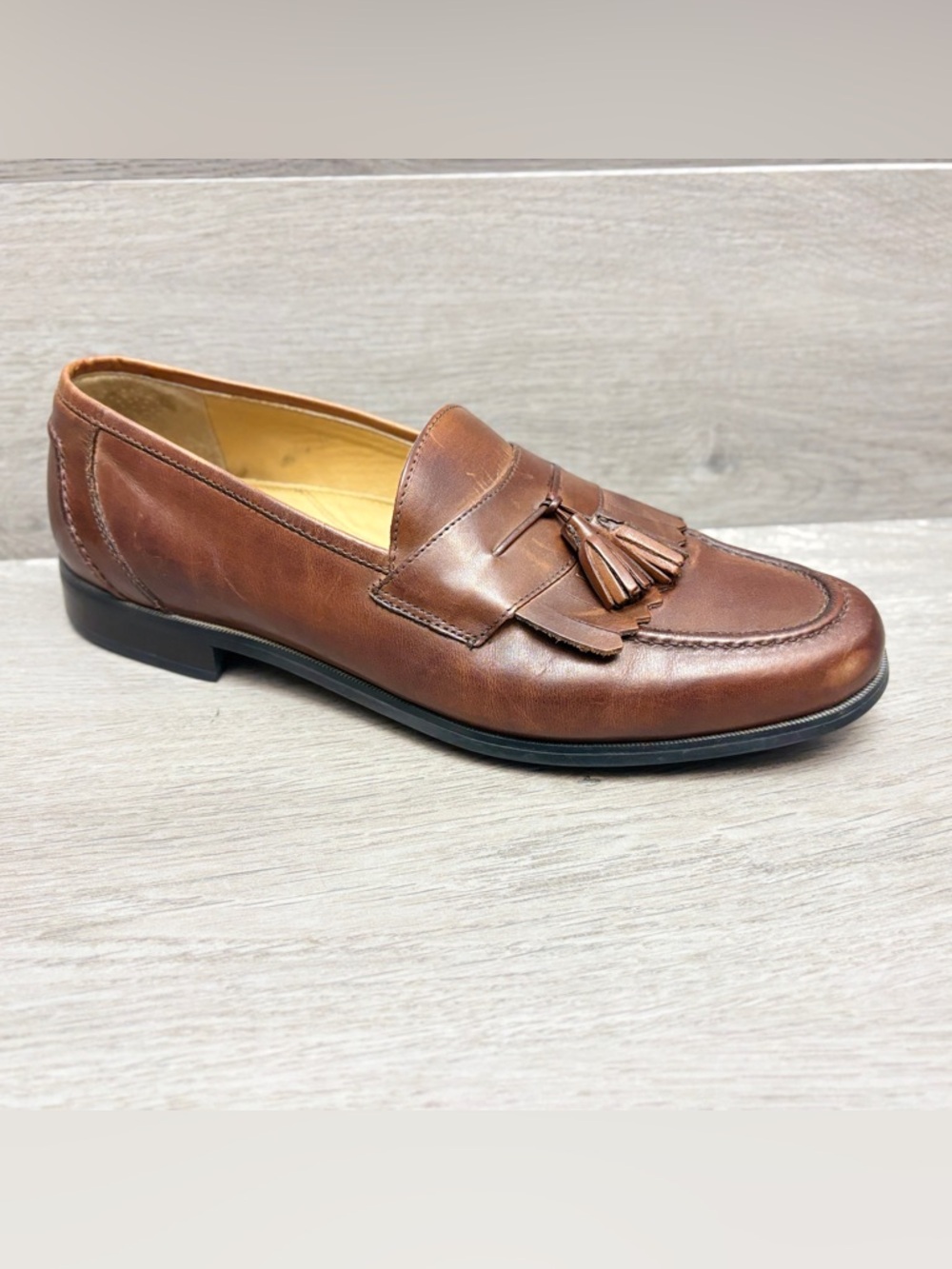 Chaps Ralph Lauren Tassel Loafers Brown Leather Kiltie Slip On Dress Shoes 10.5M